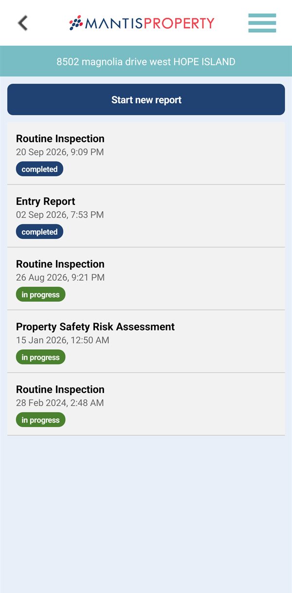 Mantis PM condition report list