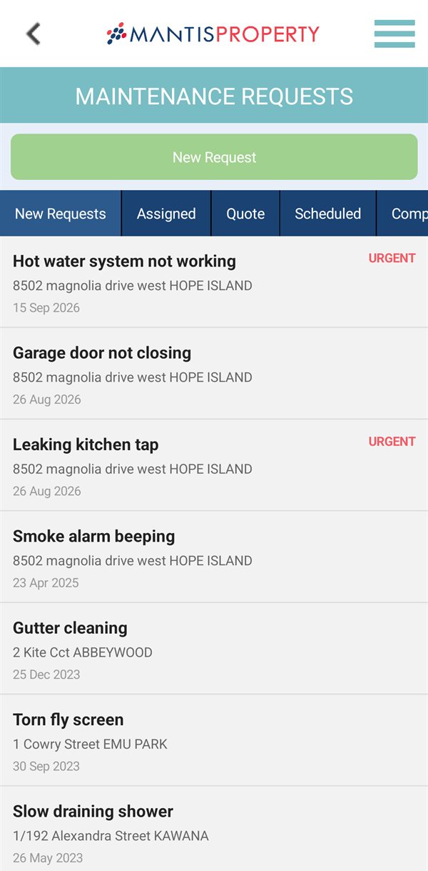 Mantis PM maintenance requests