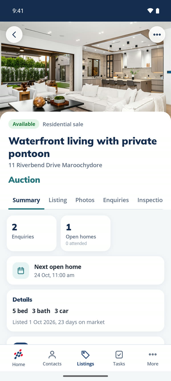 A listing in the Mantis Sales app